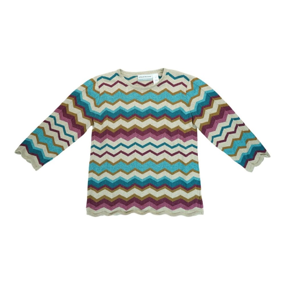 Vintage Alfred Dunner Women's Sweater PL Pullover‎ Multi-Colored Striped Stretch
